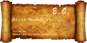 Birik Oszkár névjegykártya